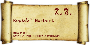 Kopkó Norbert névjegykártya